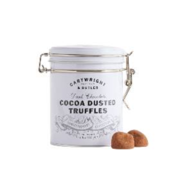 Cartwright & Butler Hazelnut Chocolate Truffles in Tin - Cocoa Dusted Truffles (180g)