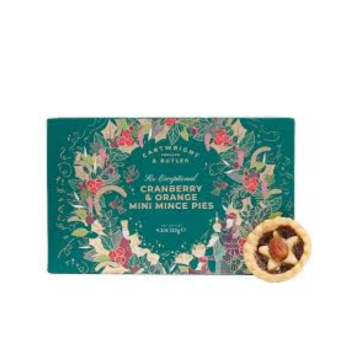 Cartwright & Butler Merry Christmas Cranberry & Orange Mini Mince Pies in Carton (120g)