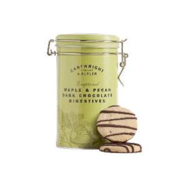 Cartwright & Butler Maple & Pecan Dark Chocolate Digestives in Tin (200g)