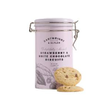 Cartwright & Butler Strawberry & White Chocolate Biscuits in Tin (200g)