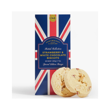 Cartwright & Butler Great British Collection Strawberry & White Chocolate Biscuit in Carton (200g)