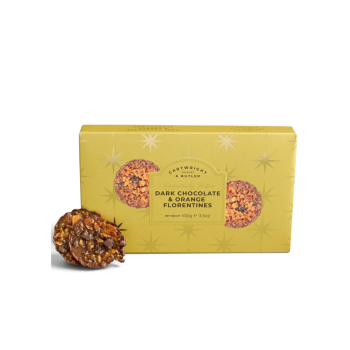 Cartwright & Butler Gold Christmas Dark Chocolate & Orange Florentines (100g)